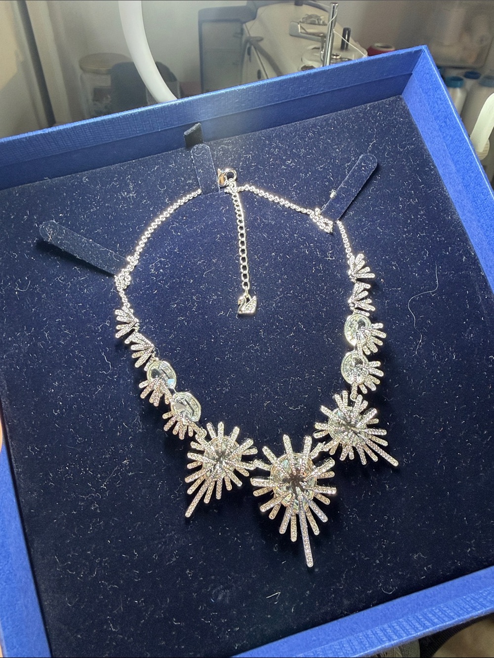 Swarovski Gold Starburst Crystal Statement Necklace - Picture 8 of 14